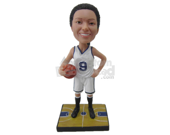 Female Basketball Player with a Ball in Hand Personalized Bobblehead Female Basketball Player with a Ball in Hand Personalized Bobblehead